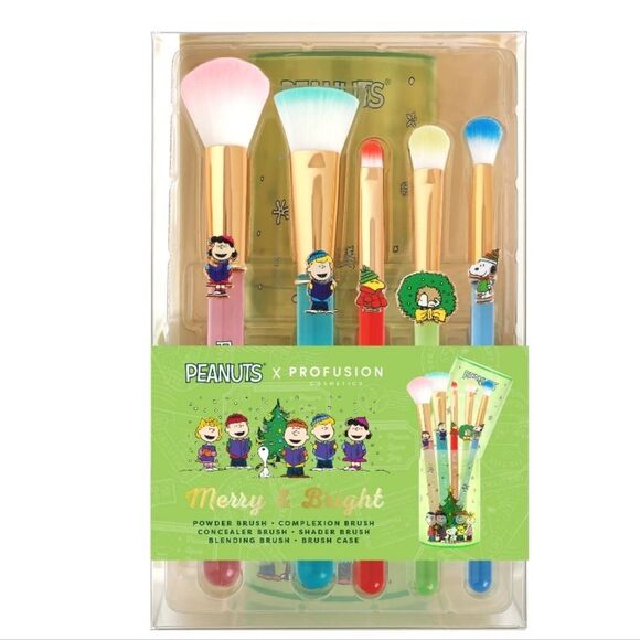 Profusion Cosmetics X Peanuts Holiday Merry & Bright Brush Set w/Cass - Picture 3 of 9